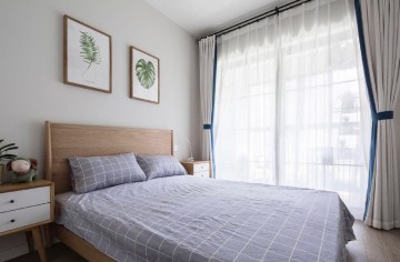 时尚休闲的北欧风格100平米三居室卧室窗帘装修效果图