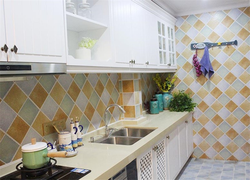 温馨的地中海风格100平米二居室厨房装修效果图