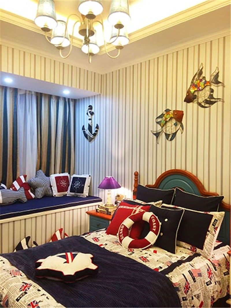 温馨的地中海风格100平米二居室卧室吊顶装修效果图