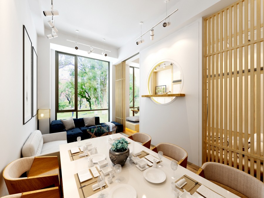 怡然自得的日式风格40平米一居室餐厅装修效果图