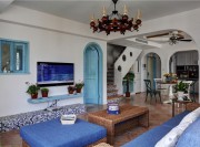 舒适的地中海风格120平米复式客厅装修效果图