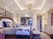 豪华炫丽的美式风格300平米别墅卧室吊顶装修效果图