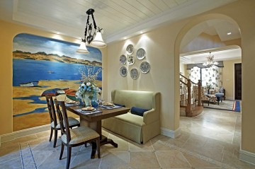 唯美的地中海风格160平米别墅餐厅装修效果图