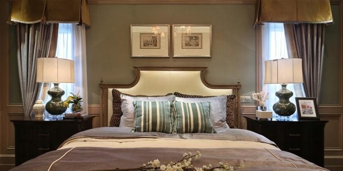 富丽堂皇的美式风格200平米别墅卧室背景墙装修效果图