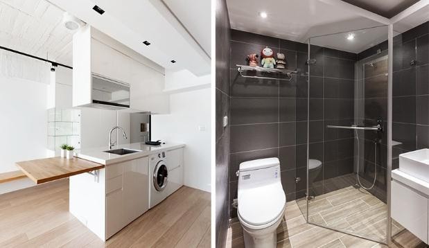 精致简约日式风格60平米小户型卫生间浴室柜装修效果图