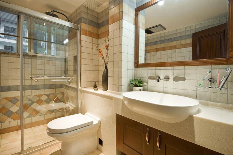 自然清新的东南亚风格90平米二居室卫生间装修效果图