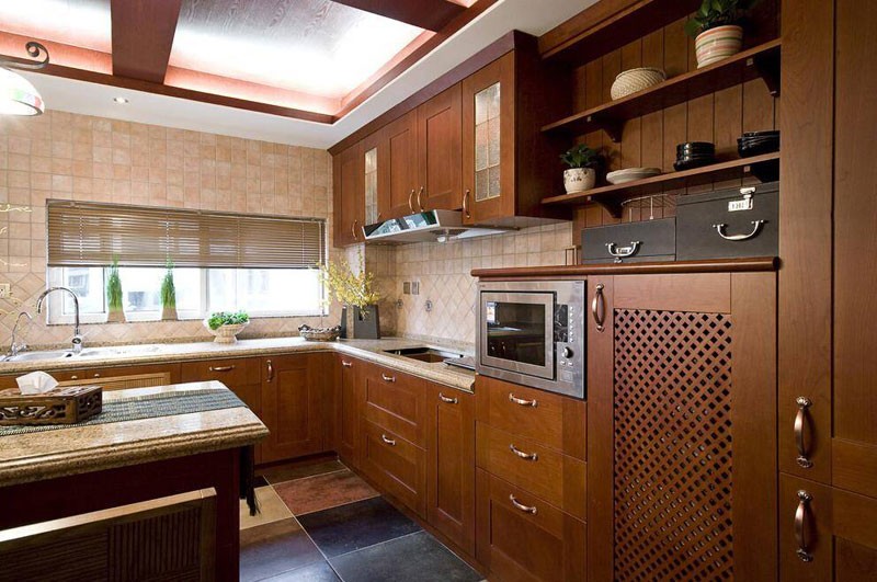 自然清新的东南亚风格90平米二居室厨房装修效果图
