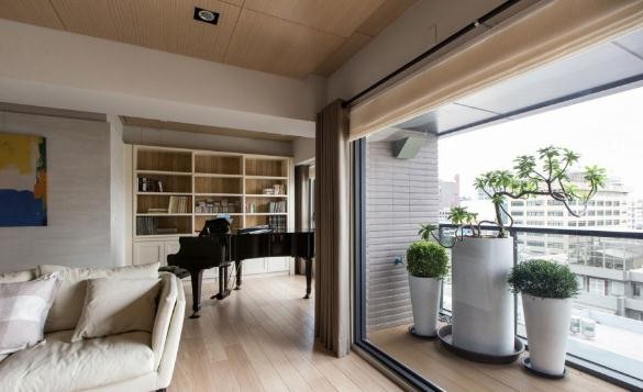 稳重大气日式风格110平米公寓客厅窗户装修效果图