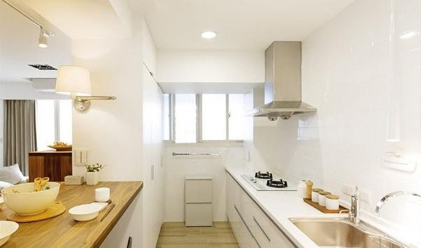 清新舒适的日式风格70平米一居室厨房橱柜装修效果图