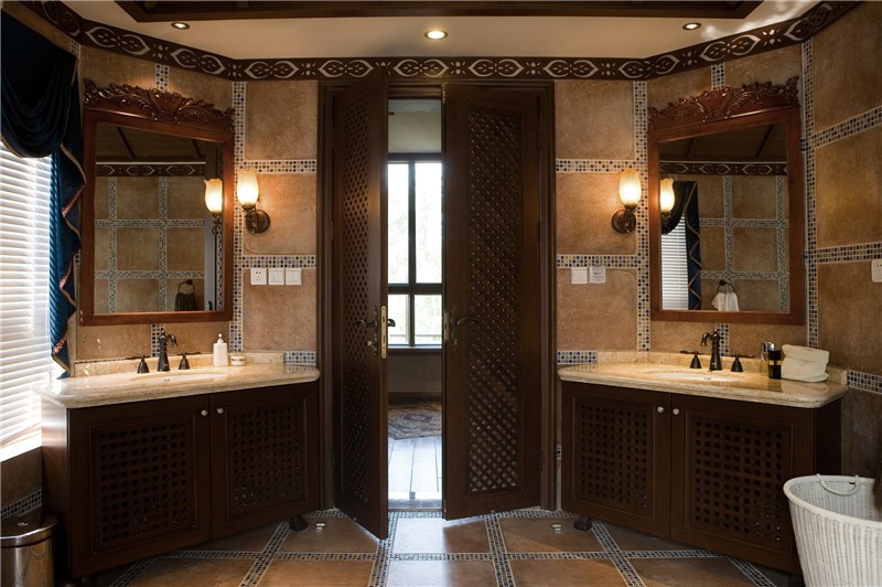 休闲的东南亚风格160平米别墅卫生间浴室柜装修效果图