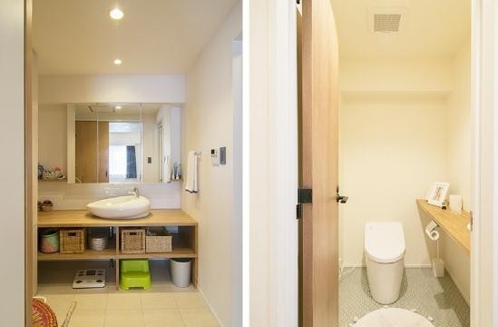 休闲清新日式风格80平米公寓卫生间浴室柜装修效果图