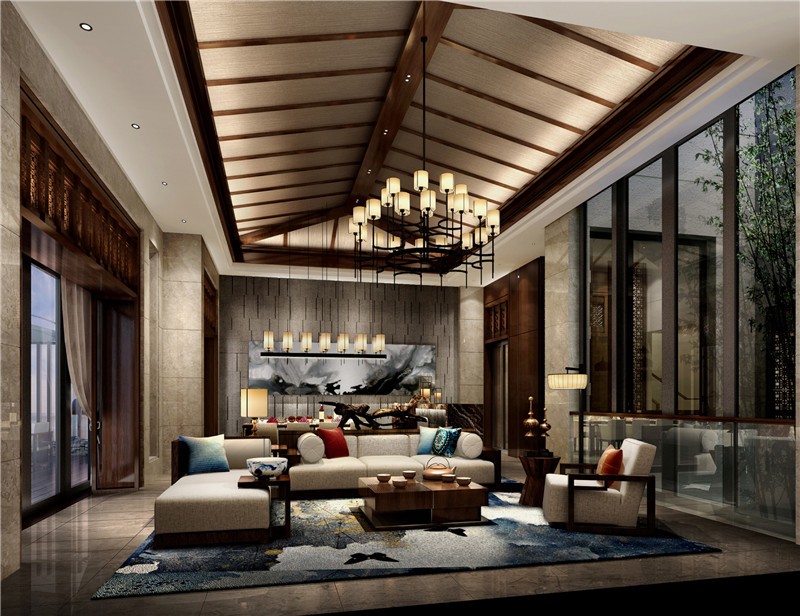复古的东南亚风格200平米别墅客厅装修效果图