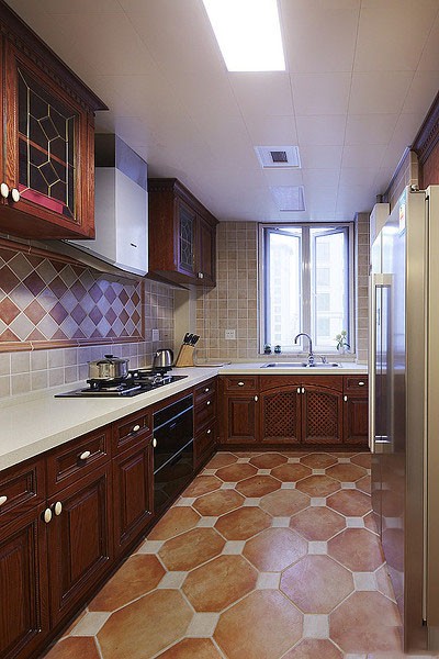 复古田园风格100平米复式厨房装修效果图