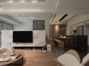 平凡简洁日式风格90平米公寓客厅电视背景墙装修效果图
