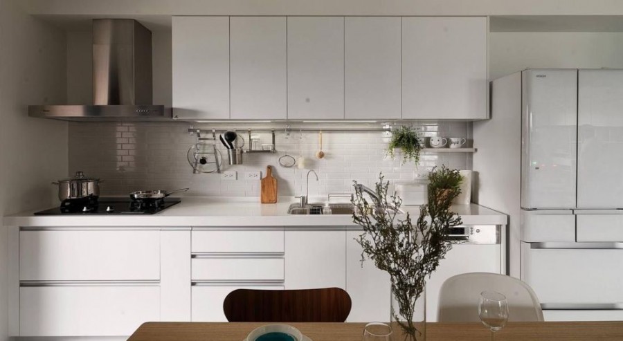 纯白北欧风格一居室厨房装修效果图
