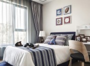 水墨山色中式风格80平米二居室卧室窗帘装修效果图