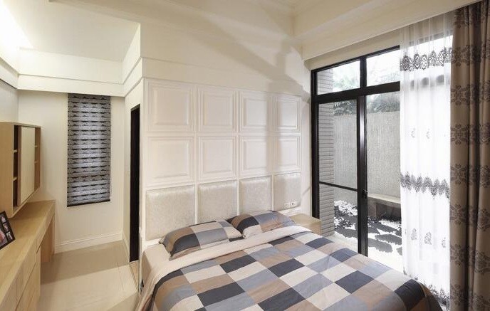 优雅简洁新古典风格100平米二居室卧室背景墙装修效果图