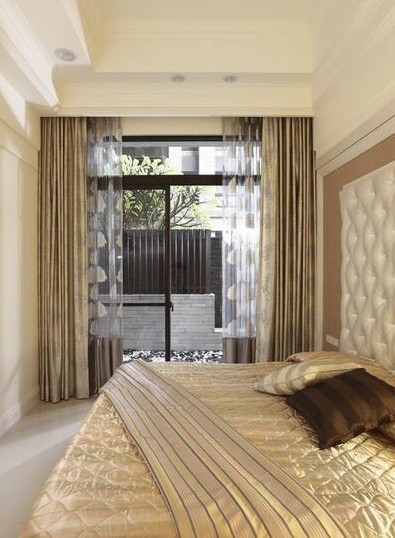 优雅简洁新古典风格100平米二居室卧室窗户装修效果图
