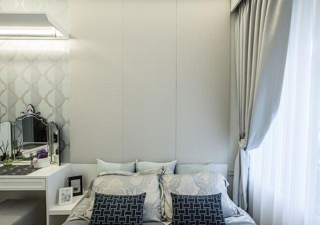 明亮新古典风格60平米小户型卧室背景墙装修效果图