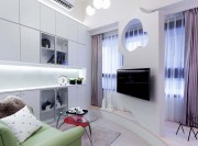 清爽小巧新古典风格40平米小户型客厅电视背景墙装修效果图