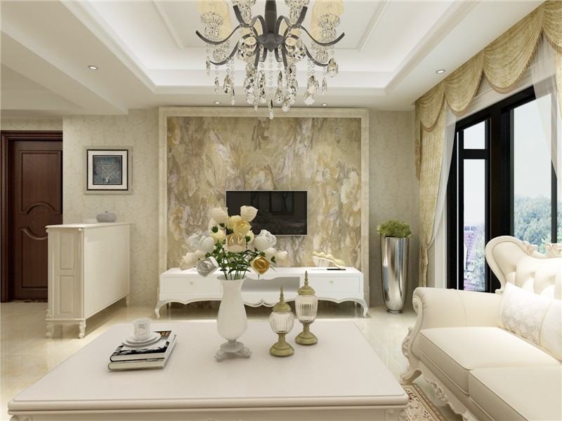 大气优雅的欧式风格三居室客厅装修效果图