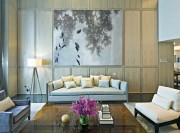 艺术时尚新古典风格120平米三居室客厅背景墙装修效果图