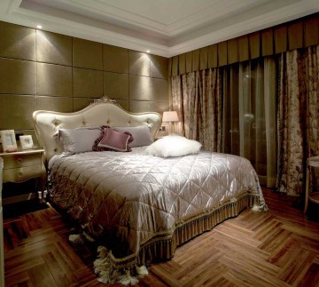 靓丽奢华新古典风格260平米别墅卧室窗帘装修效果图