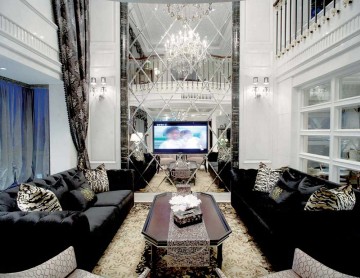 靓丽奢华新古典风格260平米别墅客厅电视背景墙装修效果图