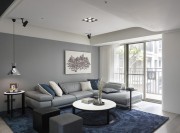清爽简洁现代简约风格100平米三居室客厅背景墙装修效果图