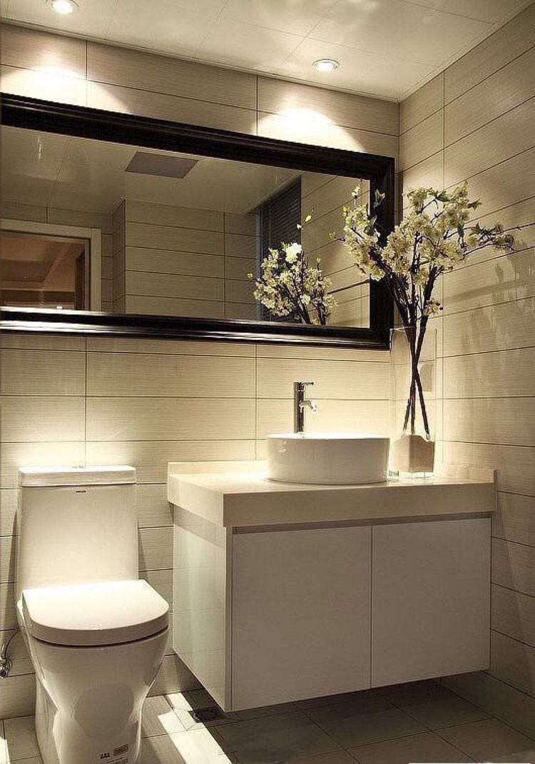 水蓝现代简约风格100平米三居室卫生间浴室柜装修效果图
