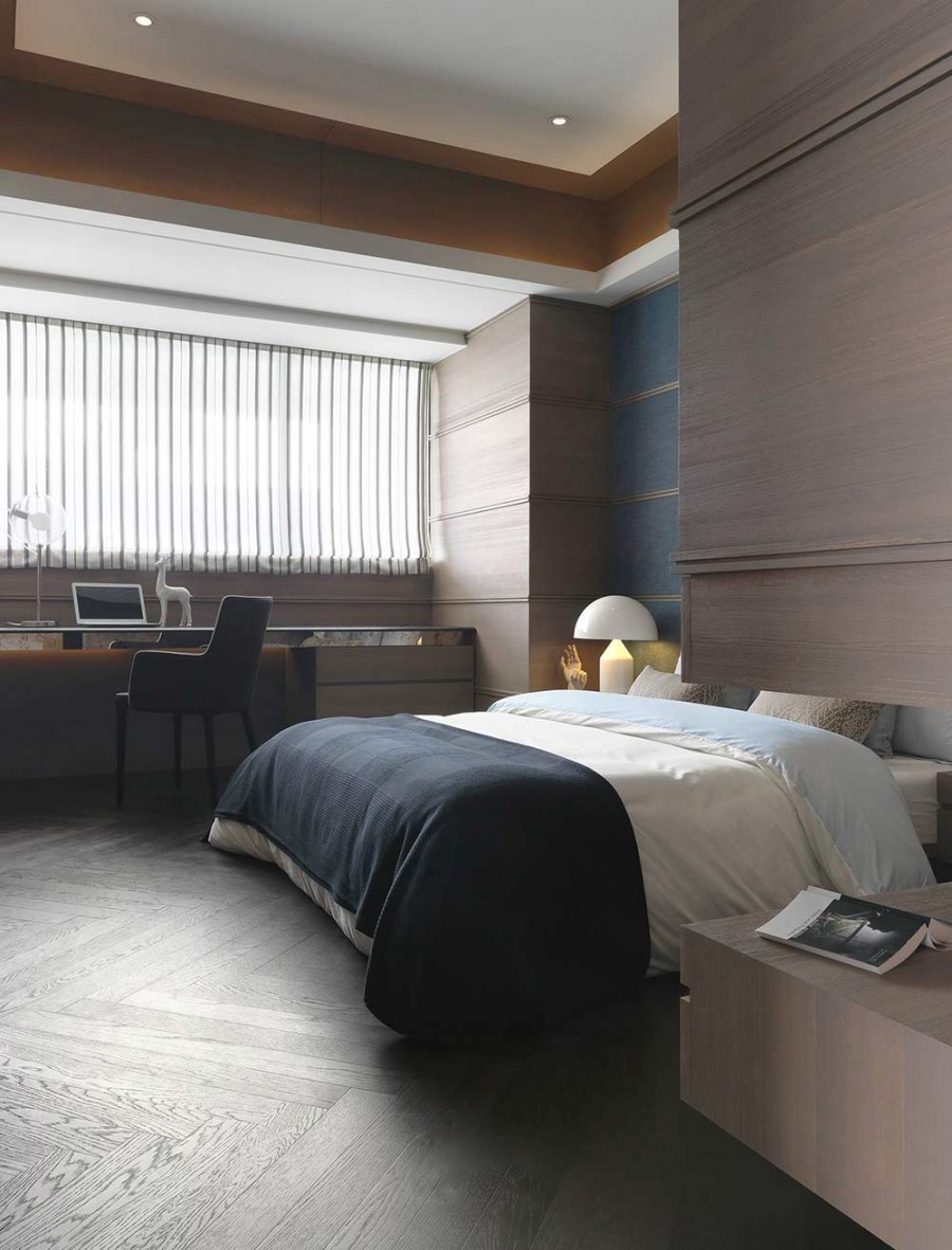 淡雅精致现代简约风格80平米二居室卧室窗帘装修效果图