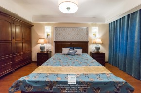 澄湖印象美式风格别墅卧室装修实景案例