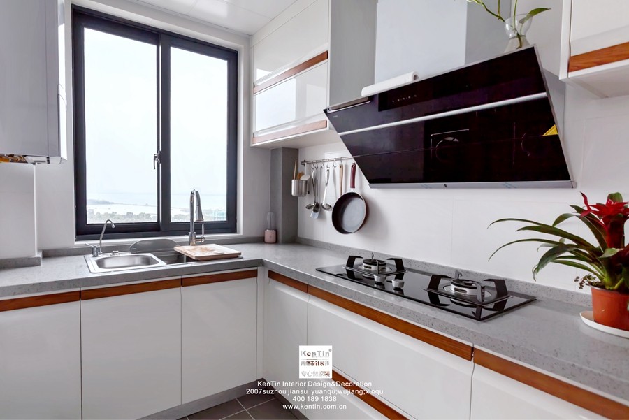 独墅湾现代简约三居室厨房装修实景案例