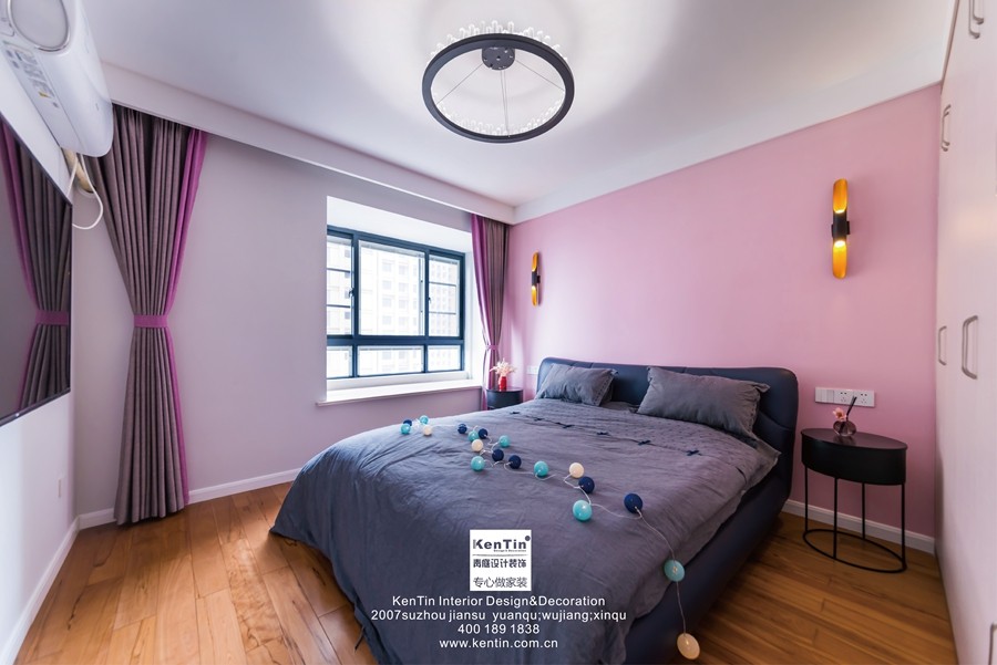 金秋家园现代简约三居室卧室装修实景案例