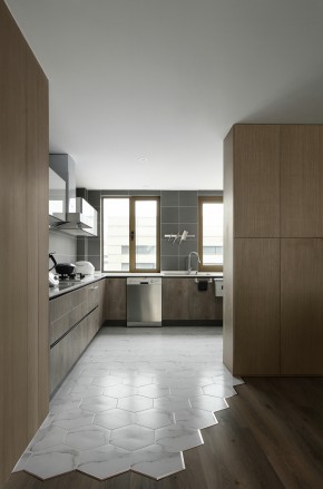 现代简约风格一居室厨房装修效果图