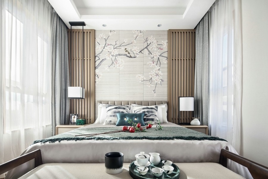 中式简约风格复式客厅装修效果图