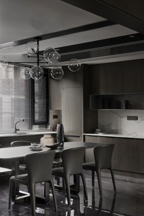 暗色现代简约风格别墅厨房效果图