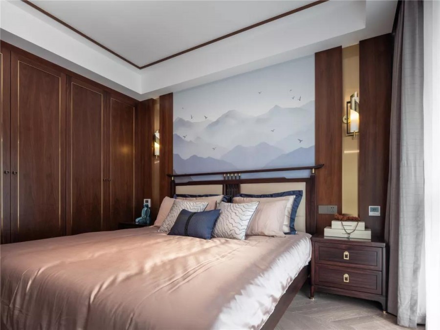 新中式风格四居室卧室装修效果图
