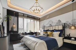 新中式风格三居室卧室装修效果图