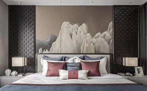 新中式风格三居室卧室装修效果图