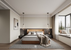 新康花园 现代简约风格 三居室卧室装修效果图