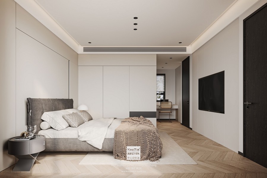 铂悦犀湖现代简约复式卧室3层装修效果图