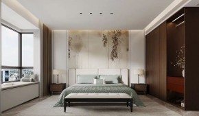 现代中式三居室卧室装修效果图