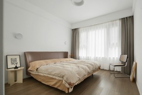 北欧原木风三居室装修卧室效果图
