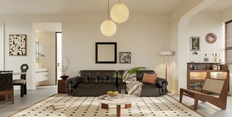 中古风三居室客厅装修效果图