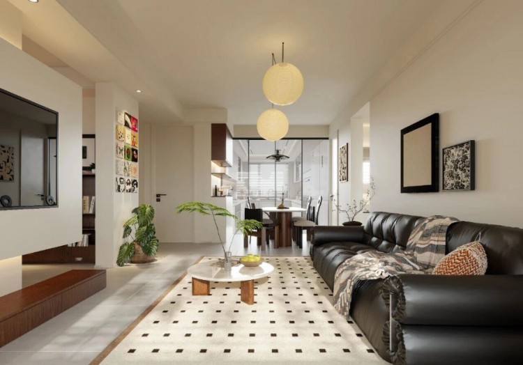 中古风三居室客厅装修效果图