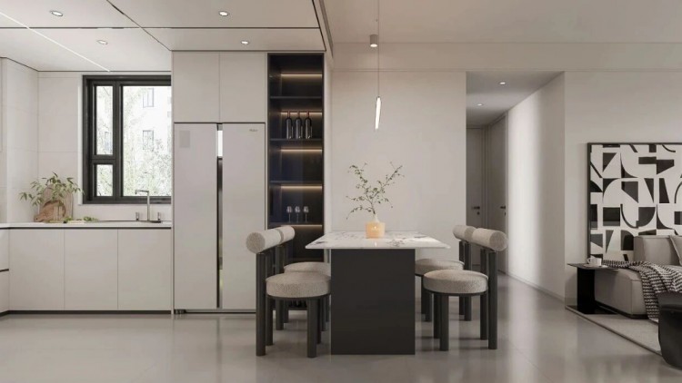 现代简约复式别墅餐厅装修效果图