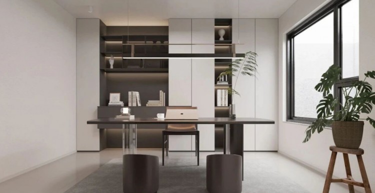 现代简约复式别墅书房装修效果图