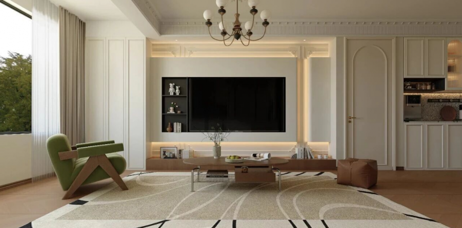 法式复古三居室客厅装修效果图