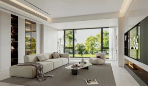 现代简约三居室客厅装修效果图